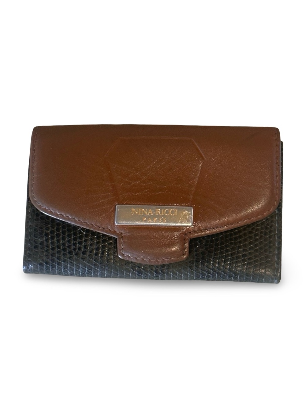 Nina Ricci Brown and Black Two-Tone Leather key Wallet